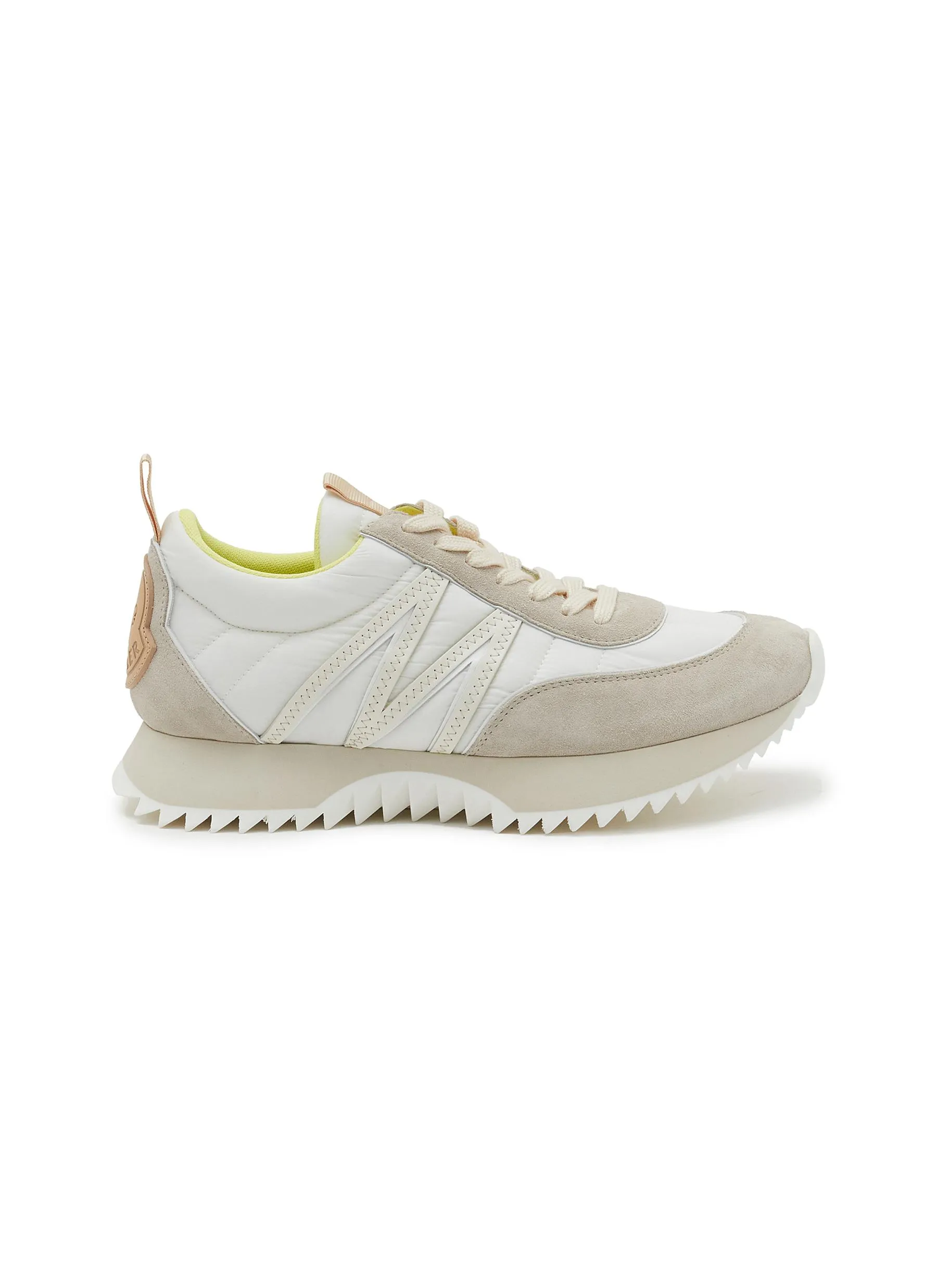 -----------MONCLER  ---- ------------WHITE AND BEIGE ----Pacey Nylon Suede Low Top Sneakers --