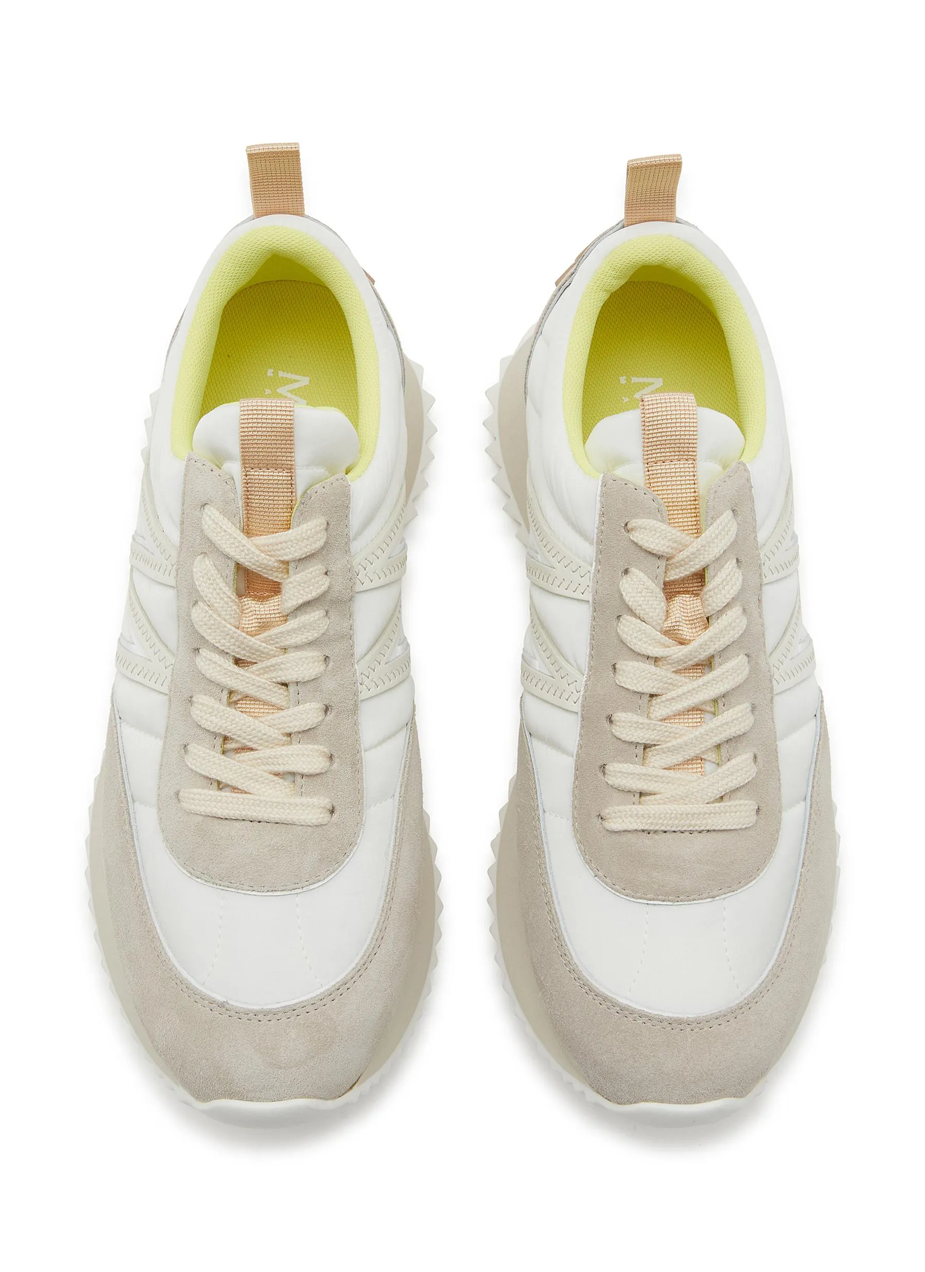 -----------MONCLER  ---- ------------WHITE AND BEIGE ----Pacey Nylon Suede Low Top Sneakers --