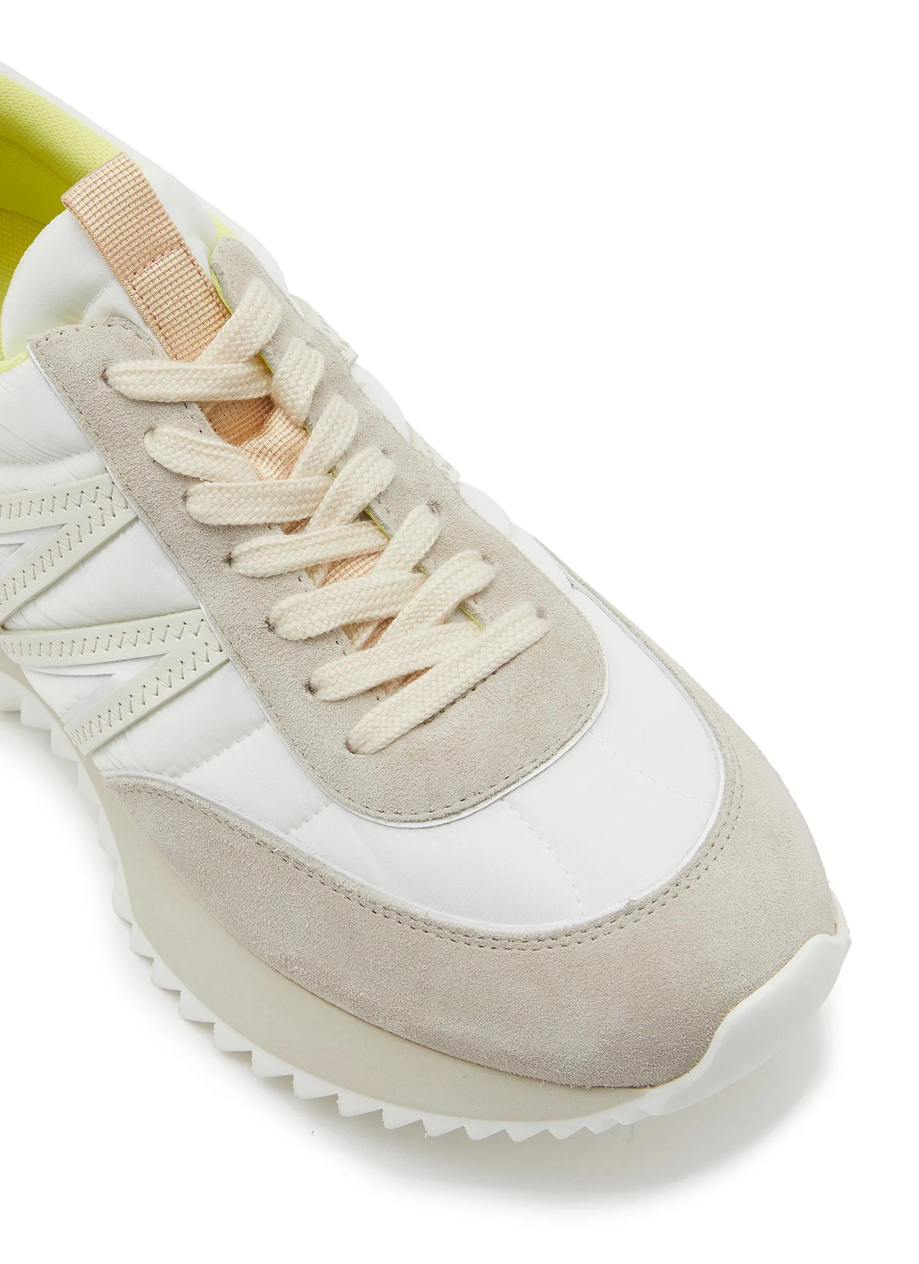 -----------MONCLER  ---- ------------WHITE AND BEIGE ----Pacey Nylon Suede Low Top Sneakers --