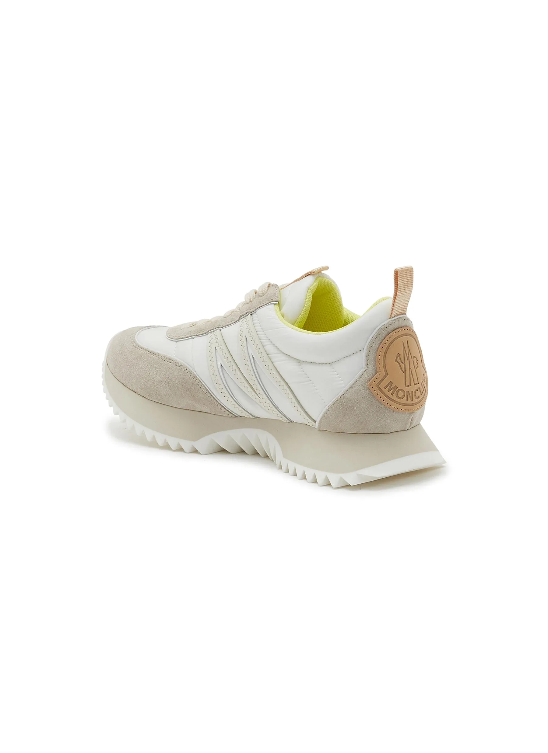 -----------MONCLER  ---- ------------WHITE AND BEIGE ----Pacey Nylon Suede Low Top Sneakers --