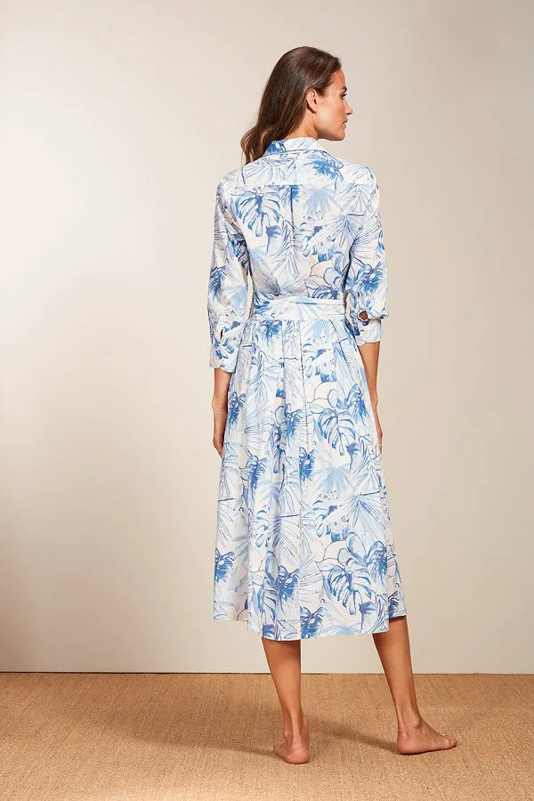 0039 Italy JULENE BLUE FLORAL PRINT WRAP LIKE DRESS