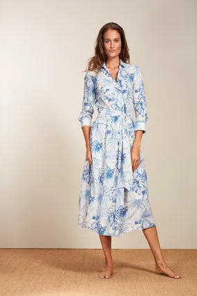 0039 Italy JULENE BLUE FLORAL PRINT WRAP LIKE DRESS