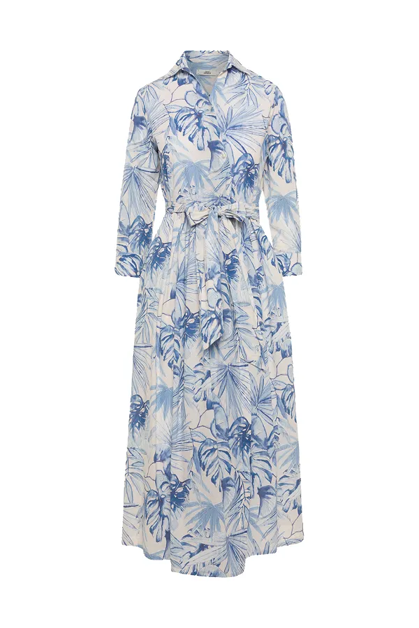 0039 Italy JULENE BLUE FLORAL PRINT WRAP LIKE DRESS