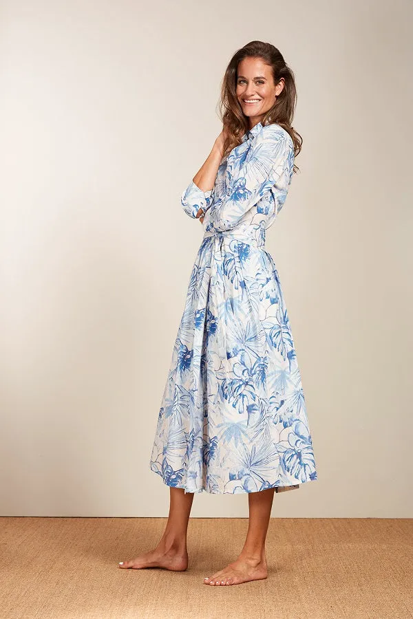 0039 Italy JULENE BLUE FLORAL PRINT WRAP LIKE DRESS