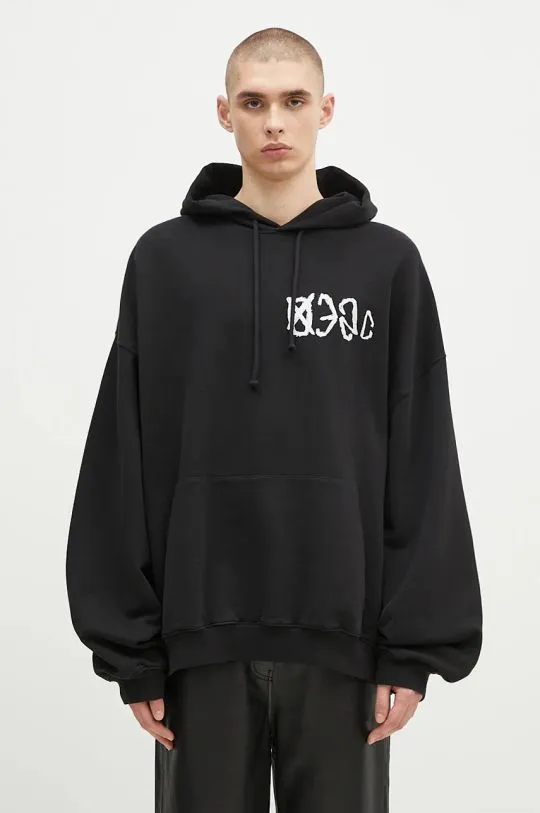 032C cotton sweatshirt ''Sos'' Bubble Hoodie men's black color hooded with a print F24-URC-0631-050