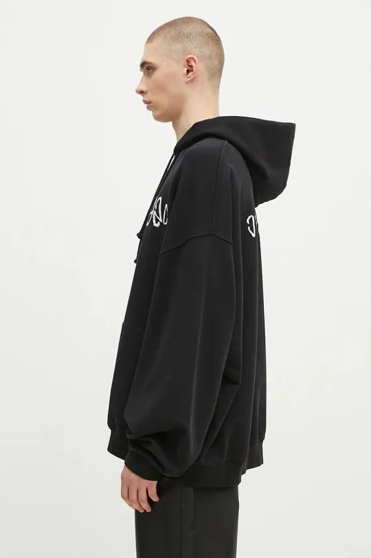 032C cotton sweatshirt ''Sos'' Bubble Hoodie men's black color hooded with a print F24-URC-0631-050