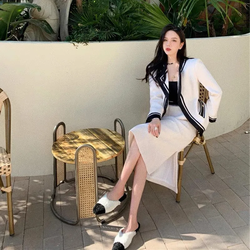 2023 New Style Socialite Xiaoxiangfeng Woolen Suit Jacket Internet Celebrity Street Temperament Professional Two-piece Suit Skir