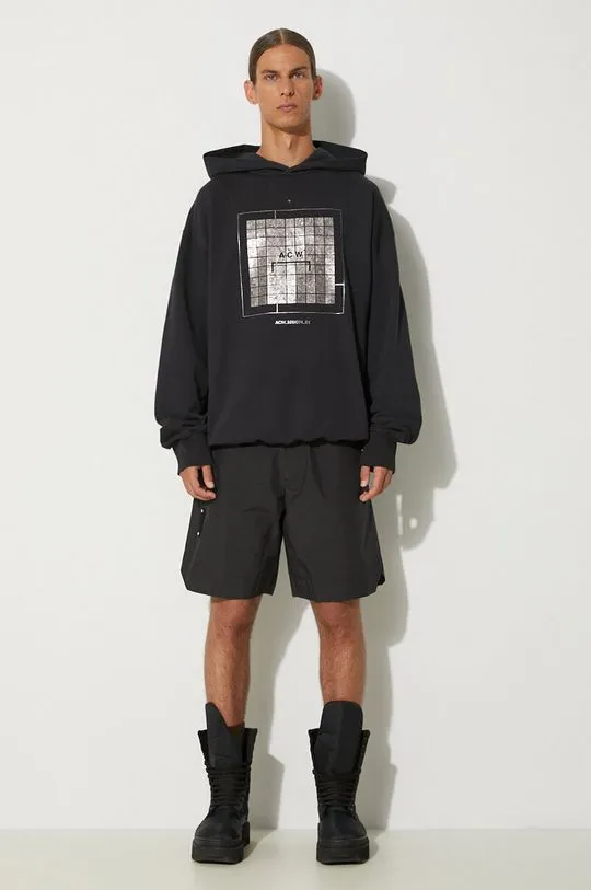 A-COLD-WALL* cotton sweatshirt Foil Grid Hoodie men's black color