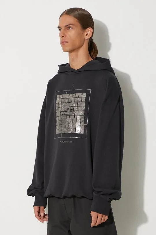 A-COLD-WALL* cotton sweatshirt Foil Grid Hoodie men's black color