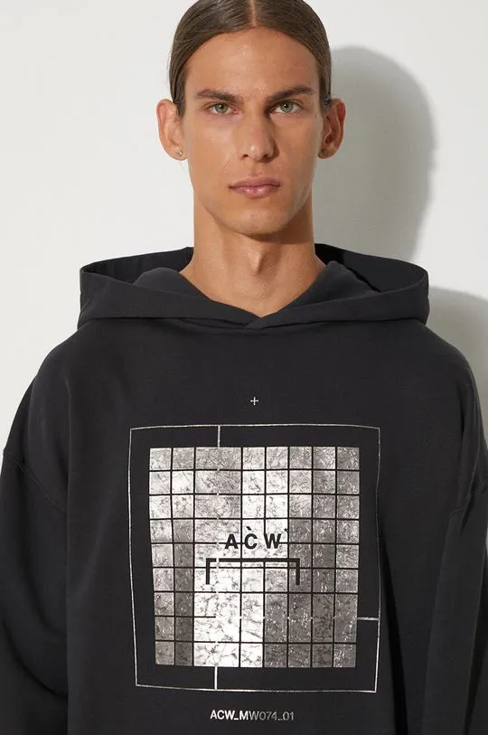 A-COLD-WALL* cotton sweatshirt Foil Grid Hoodie men's black color