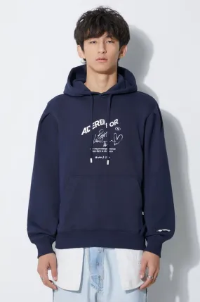 Ader Error cotton sweatshirt Caner Logo Hoodie men's navy blue color BMADFWHD0102