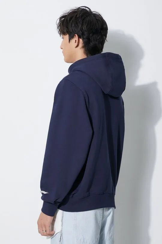 Ader Error cotton sweatshirt Caner Logo Hoodie men's navy blue color BMADFWHD0102