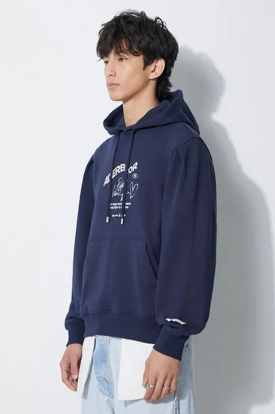 Ader Error cotton sweatshirt Caner Logo Hoodie men's navy blue color BMADFWHD0102