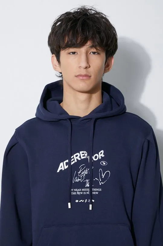 Ader Error cotton sweatshirt Caner Logo Hoodie men's navy blue color BMADFWHD0102