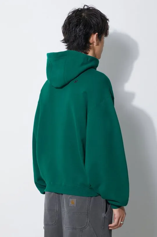 Ader Error cotton sweatshirt Etik Logo Hoodie men's green color BMADFWHD0101