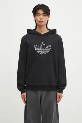 adidas Originals cotton sweatshirt Outline Hoodie men's black color hooded with an application JJ1506