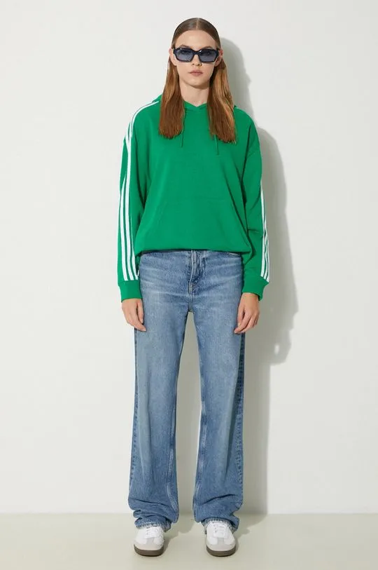 adidas Originals sweatshirt 3-Stripes Hoodie OS women's green color IN8398