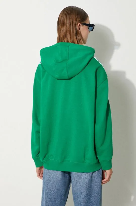 adidas Originals sweatshirt 3-Stripes Hoodie OS women's green color IN8398