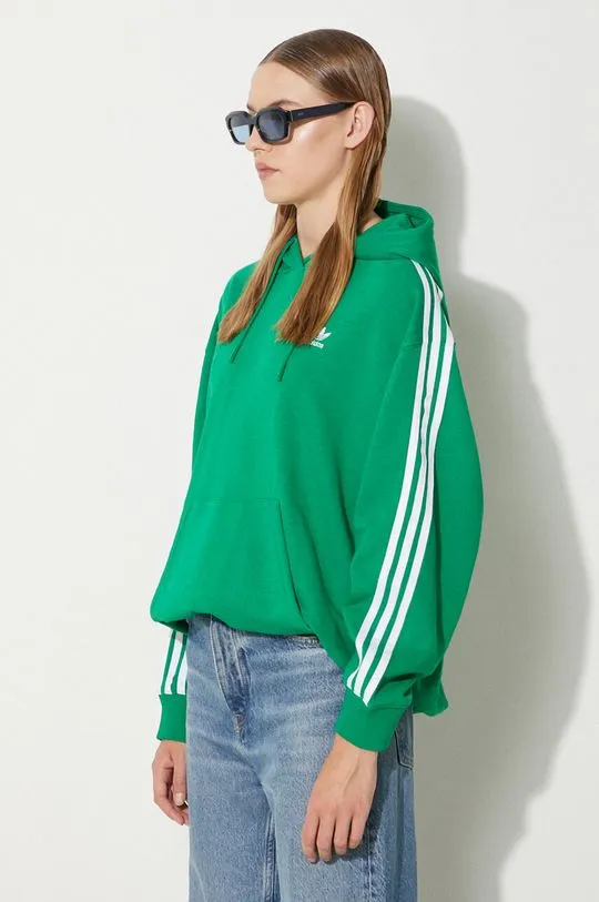 adidas Originals sweatshirt 3-Stripes Hoodie OS women's green color IN8398