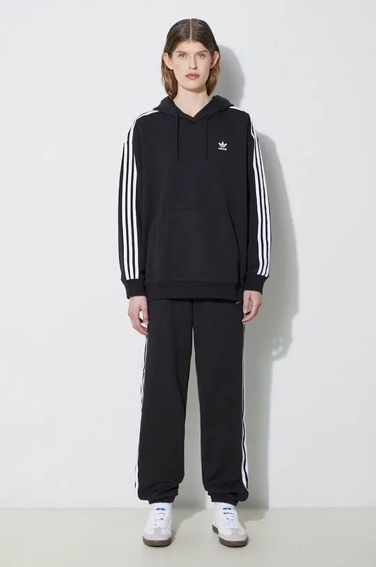 adidas Originals sweatshirt 3-Stripes Hoodie women's black color IU2418