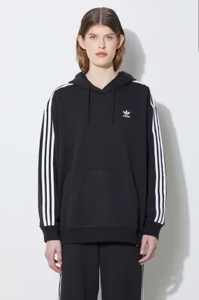 adidas Originals sweatshirt 3-Stripes Hoodie women's black color IU2418