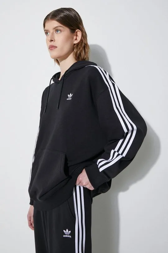 adidas Originals sweatshirt 3-Stripes Hoodie women's black color IU2418