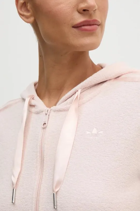 adidas Originals sweatshirt Femme Galore Short Fulzip Hoodie women's pink color hooded with an application JN3005