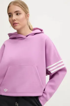 adidas Originals sweatshirt Neuclassicscl Hoodie women's violet color hooded with an application IW5614