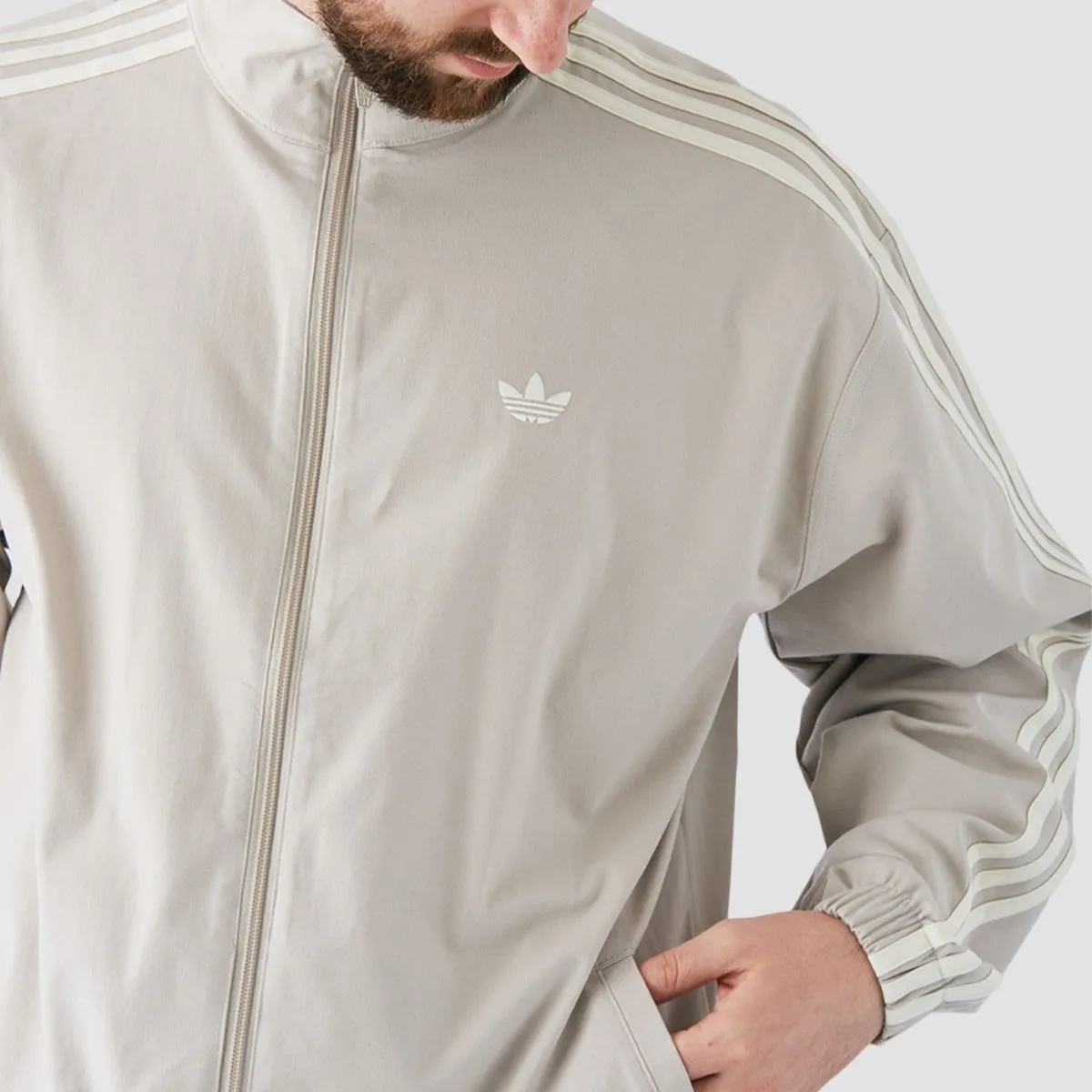 adidas Skateboarding Superfire Firebird Track Jacket (Gender Neutral) Putty Grey/Ivory