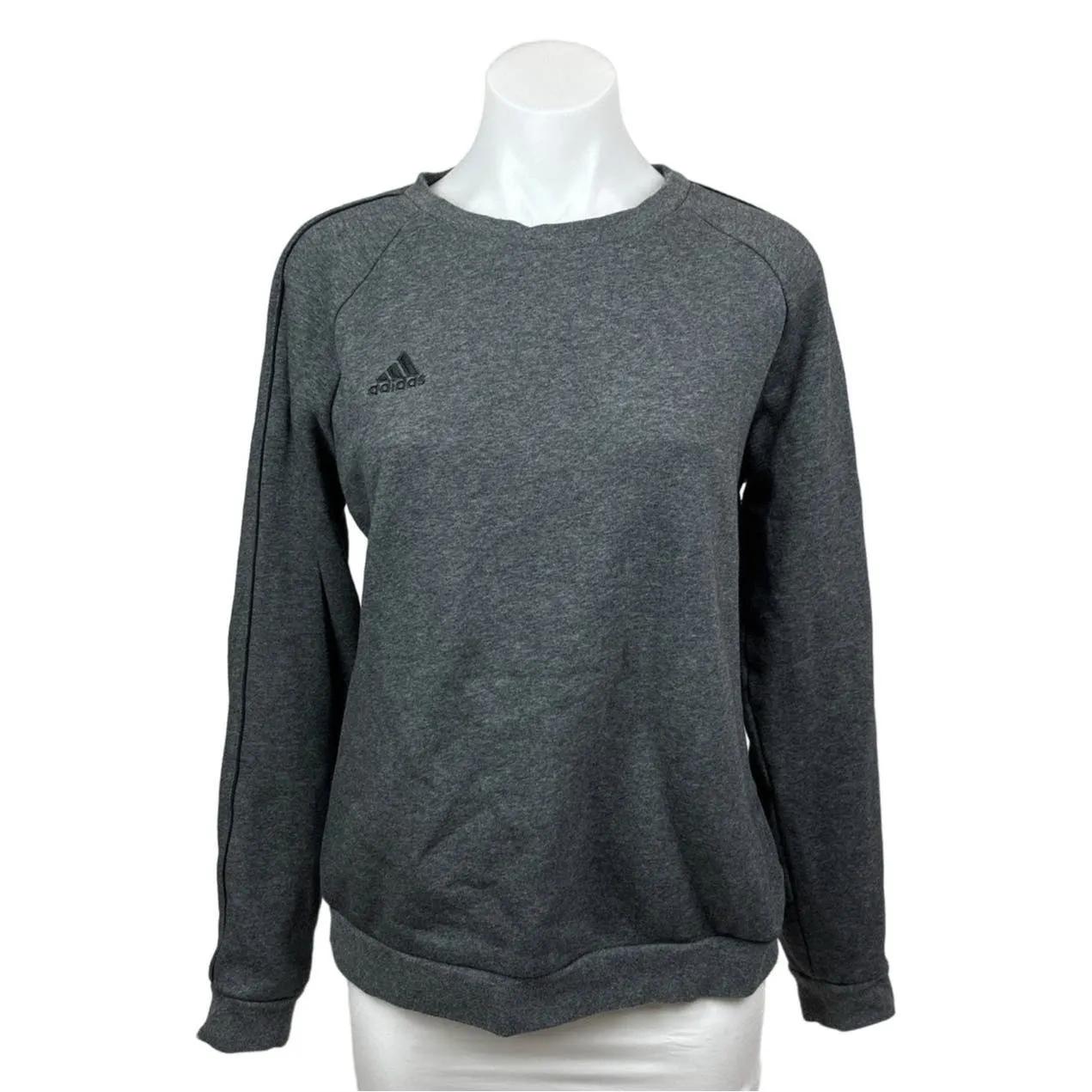 Adidas Womens Heather Gray Logo Crew Neck Long Sleeve Pullover Sweatshirt L