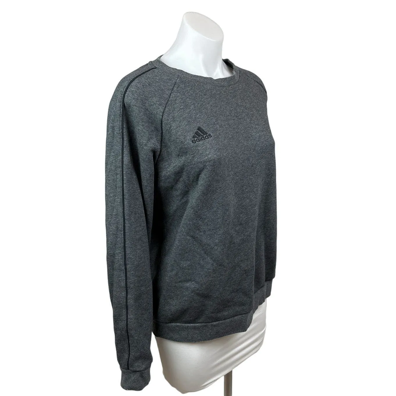 Adidas Womens Heather Gray Logo Crew Neck Long Sleeve Pullover Sweatshirt L