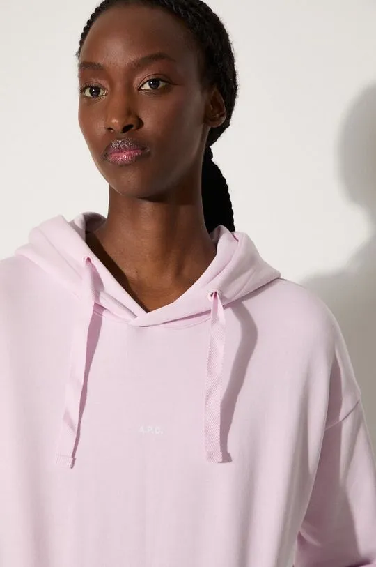 A.P.C. cotton sweatshirt Hoodie Christina women's pink color