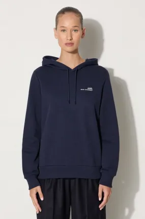 A.P.C. cotton sweatshirt Hoodie Item F women's navy blue color