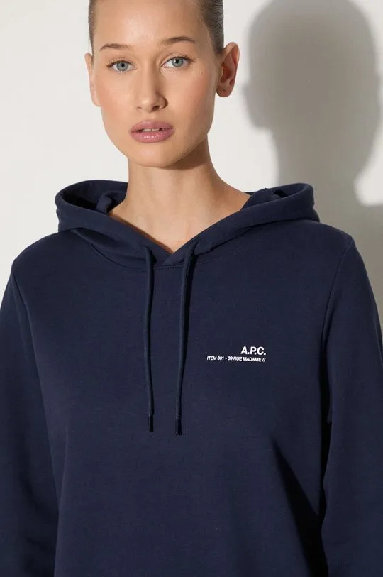 A.P.C. cotton sweatshirt Hoodie Item F women's navy blue color