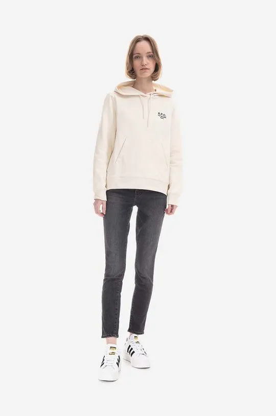 A.P.C. cotton sweatshirt Hoodie Manuela women's white color COEZD-F27760 BRIGHT PINK