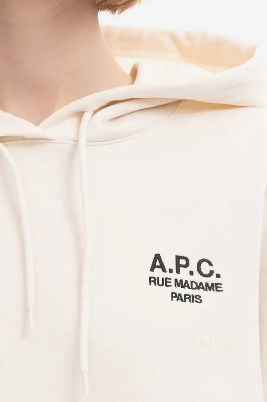 A.P.C. cotton sweatshirt Hoodie Manuela women's white color COEZD-F27760 BRIGHT PINK