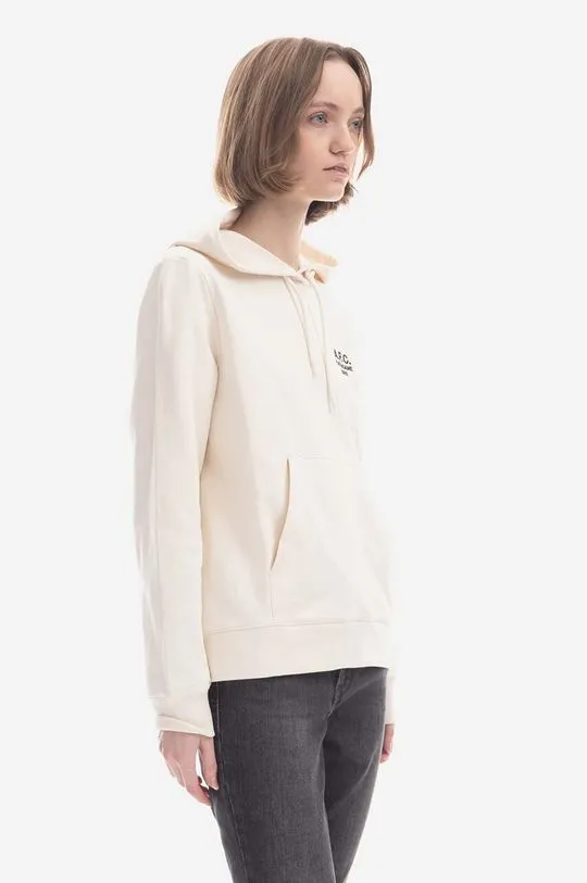 A.P.C. cotton sweatshirt Hoodie Manuela women's white color COEZD-F27760 BRIGHT PINK