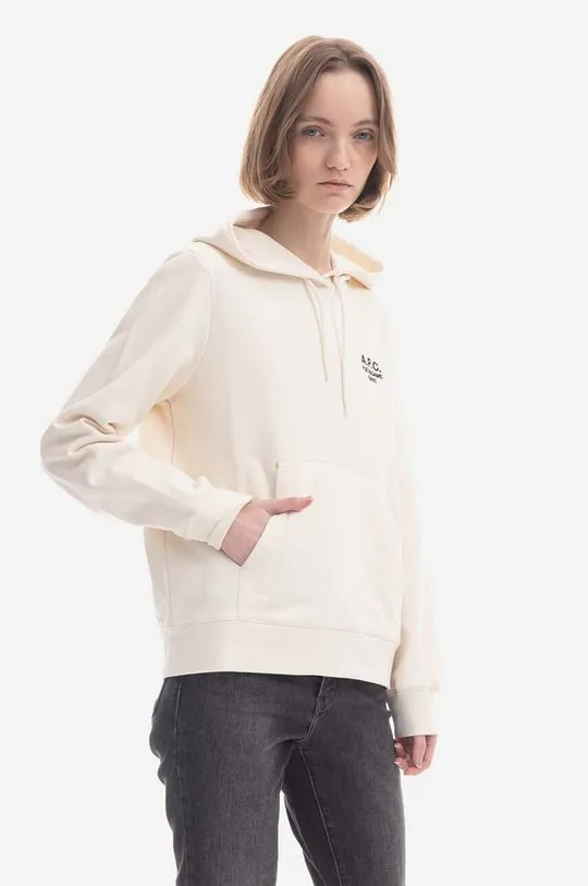 A.P.C. cotton sweatshirt Hoodie Manuela women's white color COEZD-F27760 BRIGHT PINK