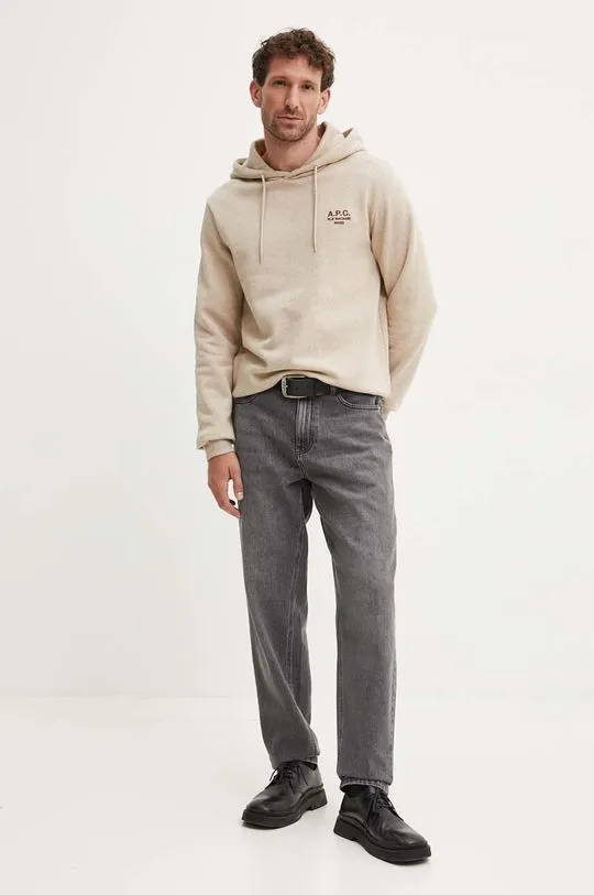 A.P.C. sweatshirt hoodie standard rue madame GOTS beige color hooded COHBV.M27914