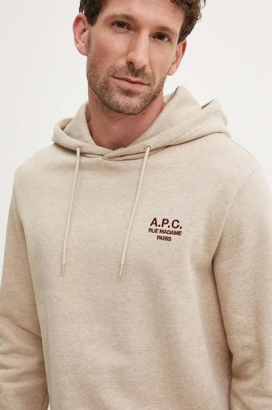 A.P.C. sweatshirt hoodie standard rue madame GOTS beige color hooded COHBV.M27914