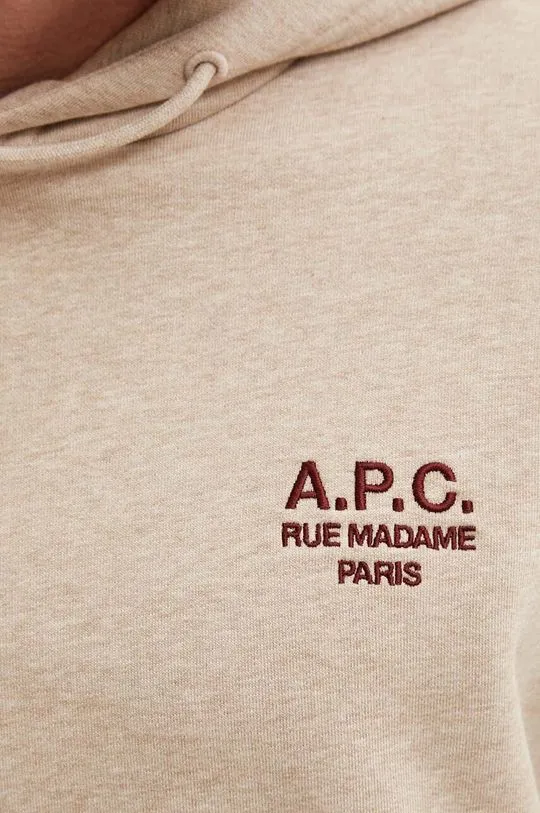 A.P.C. sweatshirt hoodie standard rue madame GOTS beige color hooded COHBV.M27914