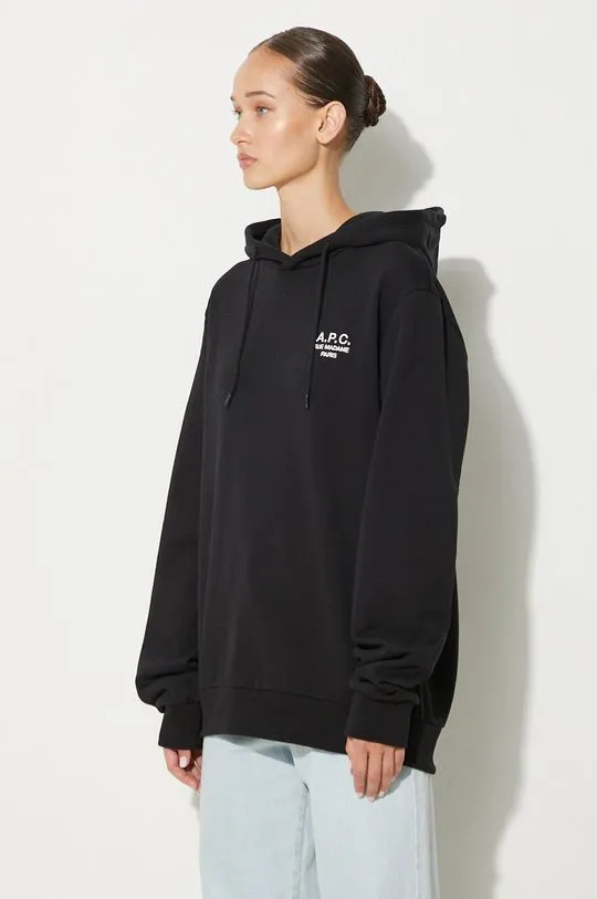 A.P.C. sweatshirt hoodie standard rue madame GOTS black color hooded COHBV.M27914