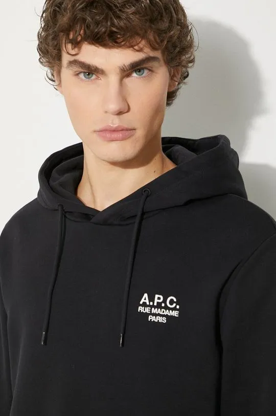 A.P.C. sweatshirt hoodie standard rue madame GOTS black color hooded COHBV.M27914