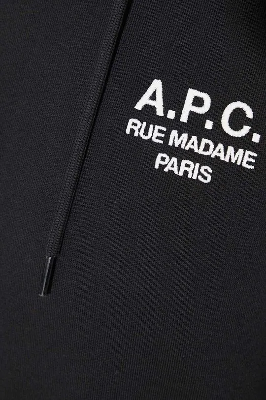 A.P.C. sweatshirt hoodie standard rue madame GOTS black color hooded COHBV.M27914