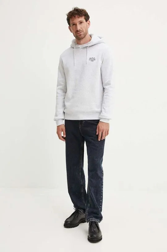 A.P.C. sweatshirt hoodie standard rue madame GOTS gray color hooded COHBV.M27914