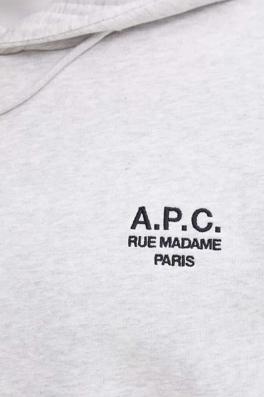 A.P.C. sweatshirt hoodie standard rue madame GOTS gray color hooded COHBV.M27914