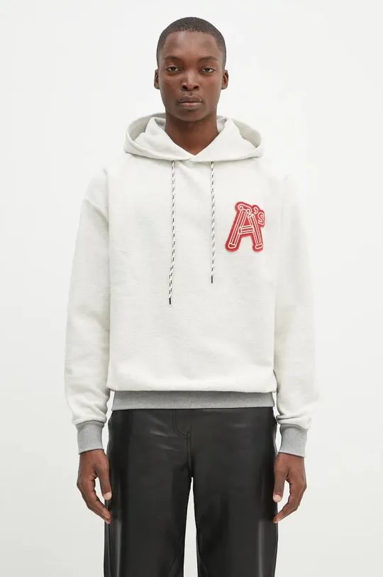 Aries cotton sweatshirt Reverse Column A Hoodie men's gray color hooded with an application AR2001202