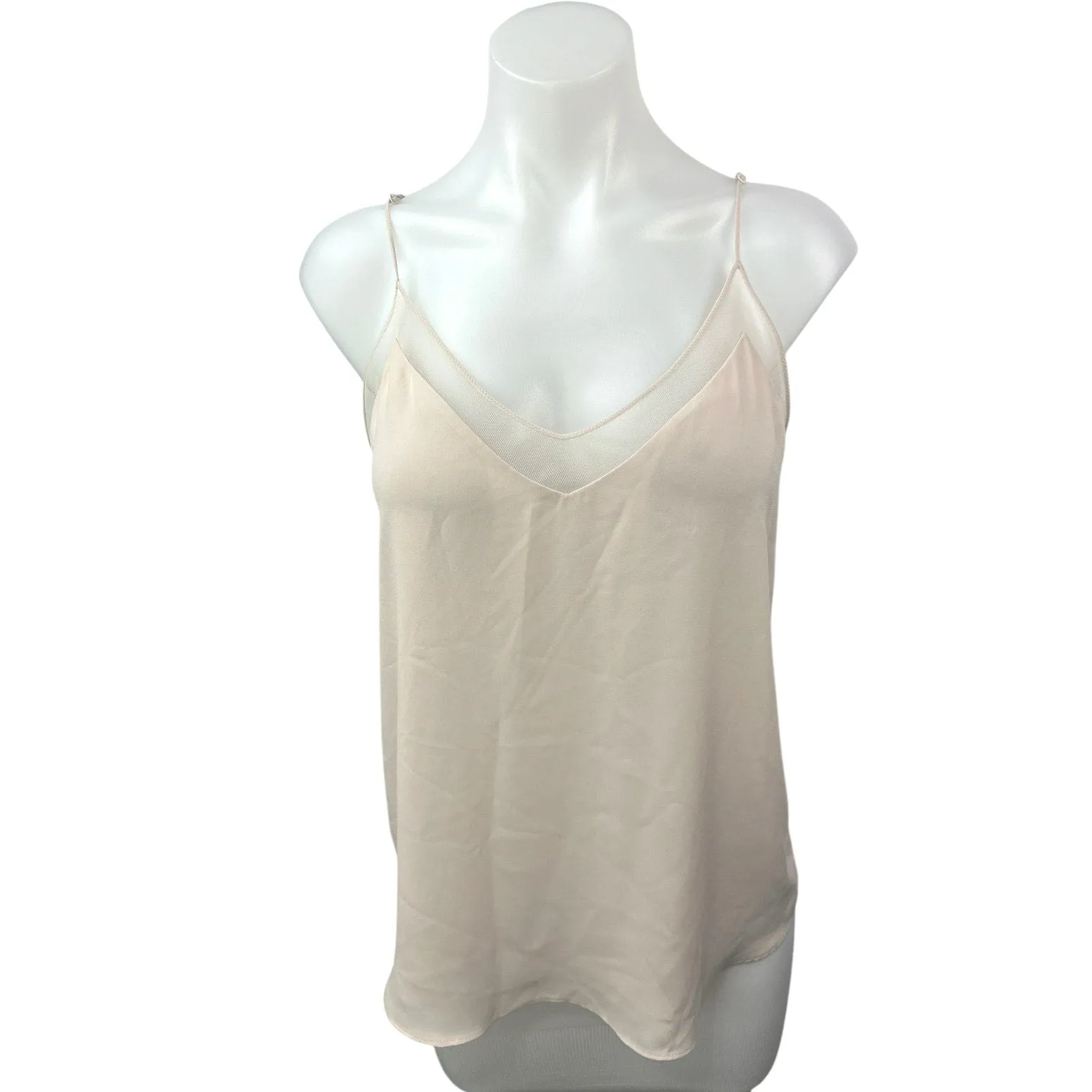 Aritzia Babaton Cream Mesh V Neck Lightweight Pullover Camisole Tank Top Size S