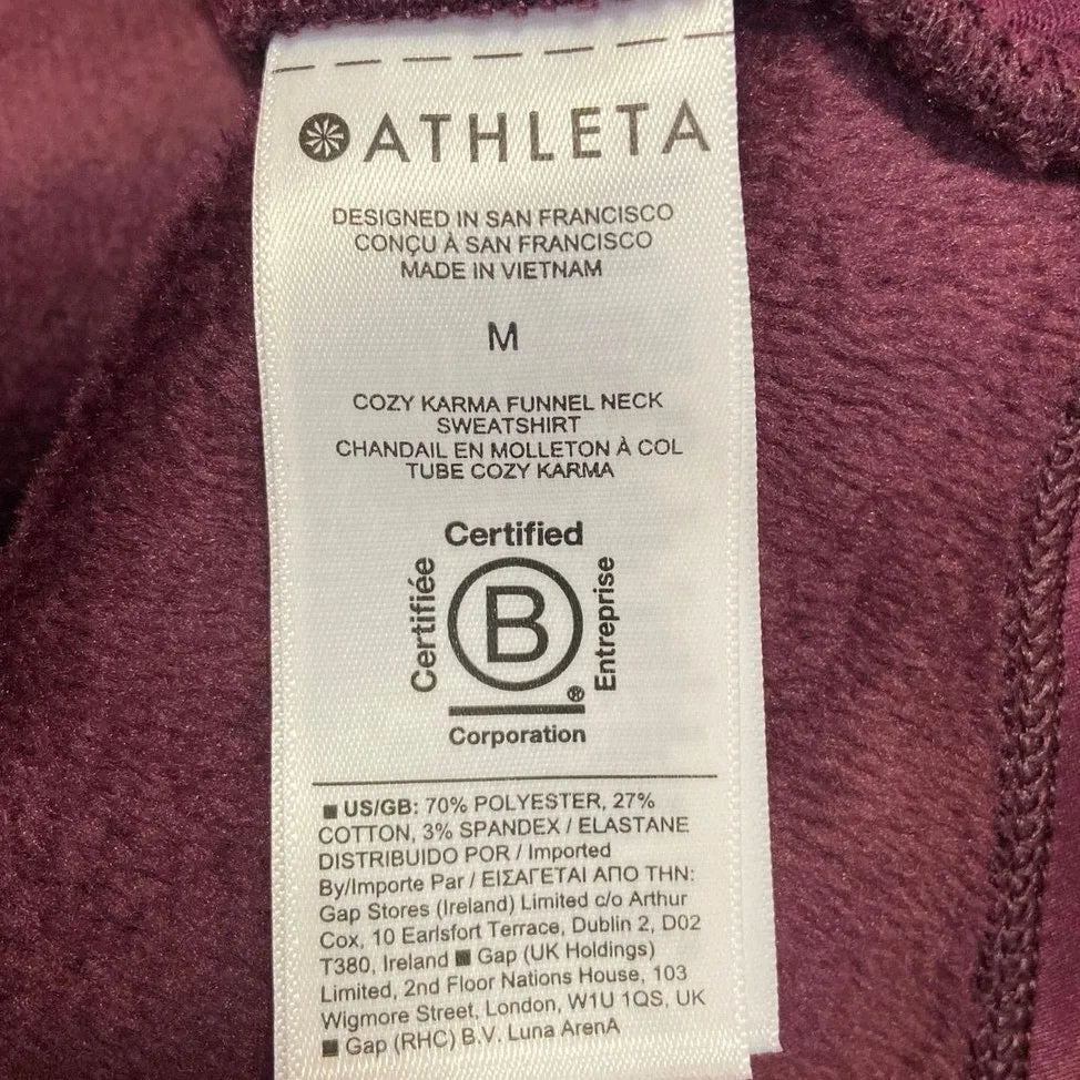 Athleta Purple Cozy Karma Funnel Neck Long Sleeve Oversize Pullover Sweatshirt M