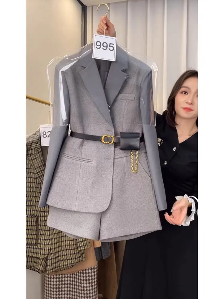 Autumn French Platycodon small fragrance suit, feminine, socialite, high-end, professional suit jacket, shorts two-piece set